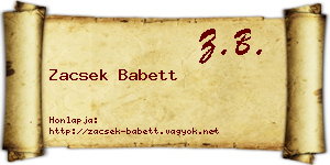 Zacsek Babett névjegykártya